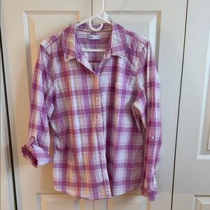 Pink Plaid Button-Up Shirt